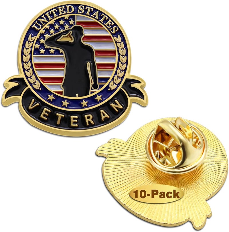 MIDLE Store 10/20/50/100 Pcs US Veteran Pins– Patriotic American Flag Veterans Day Lapel pin Badge Brooch Memorial Day Military Patriotic Decorations Gifts - Image 1